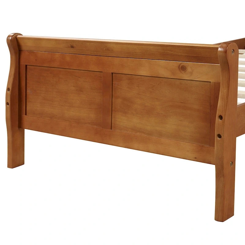 Lit double en bois de style plateforme avec tête et pied de lit, couleurs chêne / blanc / expresso – Lit simple