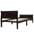 Lit double en bois de style plateforme avec tête et pied de lit, couleurs chêne / blanc / expresso – Lit simple