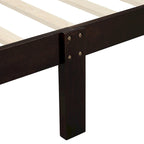 Lit double en bois de style plateforme avec tête et pied de lit, couleurs chêne / blanc / expresso – Lit simple