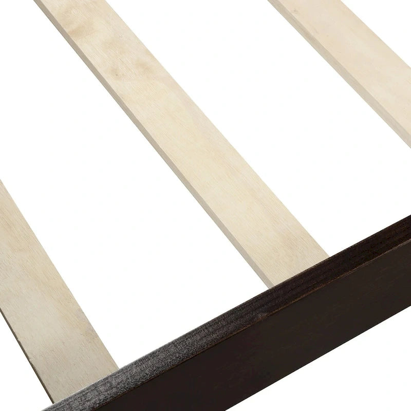 Lit double en bois de style plateforme avec tête et pied de lit, couleurs chêne / blanc / expresso – Lit simple