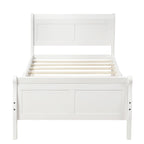 Lit double en bois de style plateforme avec tête et pied de lit, couleurs chêne / blanc / expresso – Lit simple