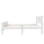 Lit double en bois de style plateforme avec tête et pied de lit, couleurs chêne / blanc / expresso – Lit simple