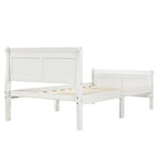 Lit double en bois de style plateforme avec tête et pied de lit, couleurs chêne / blanc / expresso – Lit simple