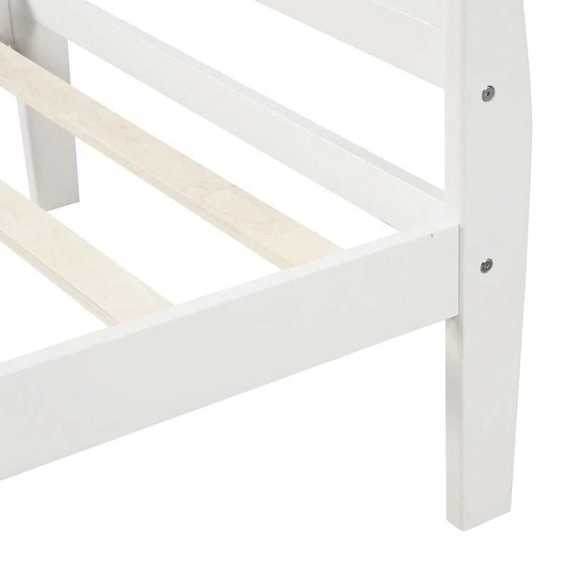 Lit double en bois de style plateforme avec tête et pied de lit, couleurs chêne / blanc / expresso – Lit simple