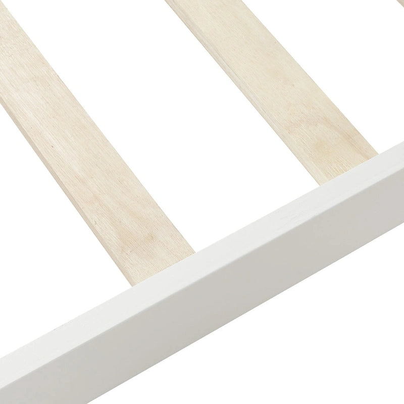 Lit double en bois de style plateforme avec tête et pied de lit, couleurs chêne / blanc / expresso – Lit simple