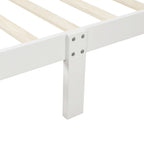 Lit double en bois de style plateforme avec tête et pied de lit, couleurs chêne / blanc / expresso – Lit simple