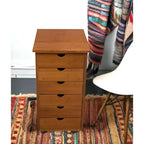 Chariot de rangement à roulettes en bambou à 6 tiroirs – Espresso/Caramel/Naturel/Blanc – 1 utilisateur