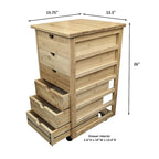 Chariot de rangement à roulettes en bambou à 6 tiroirs – Espresso/Caramel/Naturel/Blanc – 1 utilisateur