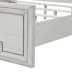 Lit en bois sculpté blanc rustique – Grand lit / Très grand lit
