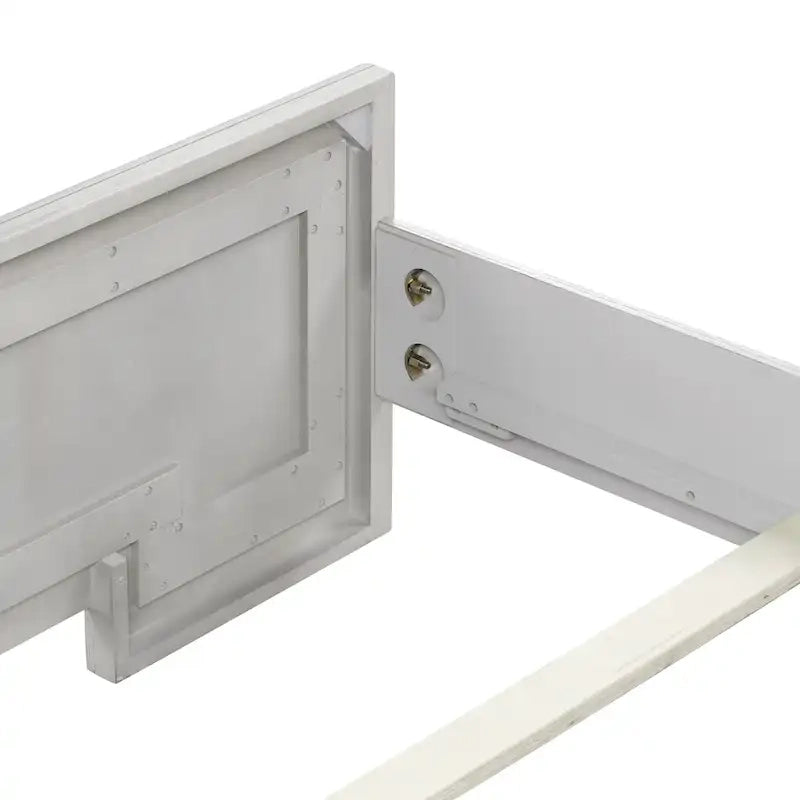 Lit en bois sculpté blanc rustique – Grand lit / Très grand lit