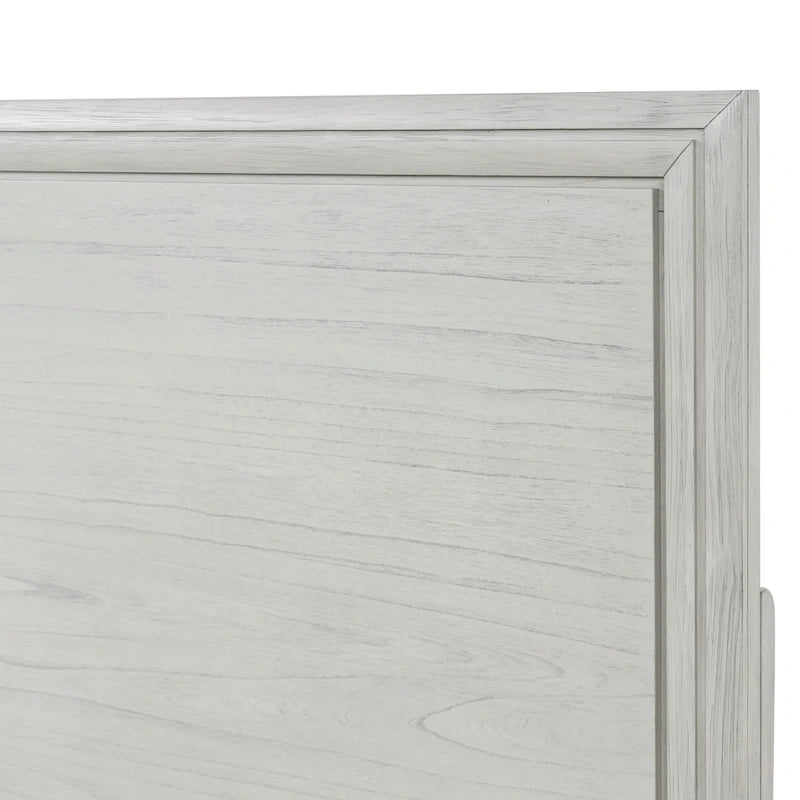 Lit en bois sculpté blanc rustique – Grand lit / Très grand lit