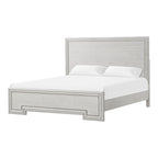 Lit en bois sculpté blanc rustique – Grand lit / Très grand lit