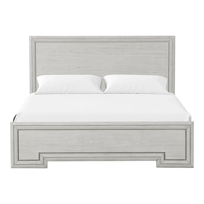 Lit en bois sculpté blanc rustique – Grand lit / Très grand lit