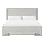 Lit en bois sculpté blanc rustique – Grand lit / Très grand lit
