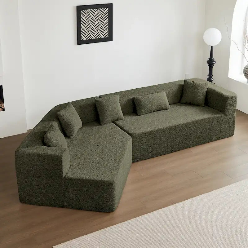 Canapé sectionnel modulable sans accoudoirs 2–3 places Émeraude/Kaki