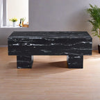 Table basse rectangulaire effet marbre noir, style moderne, pour 2 à 4 personnes