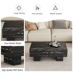Table basse rectangulaire effet marbre noir, style moderne, pour 2 à 4 personnes