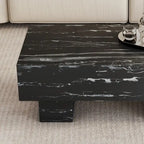 Table basse rectangulaire effet marbre noir, style moderne, pour 2 à 4 personnes