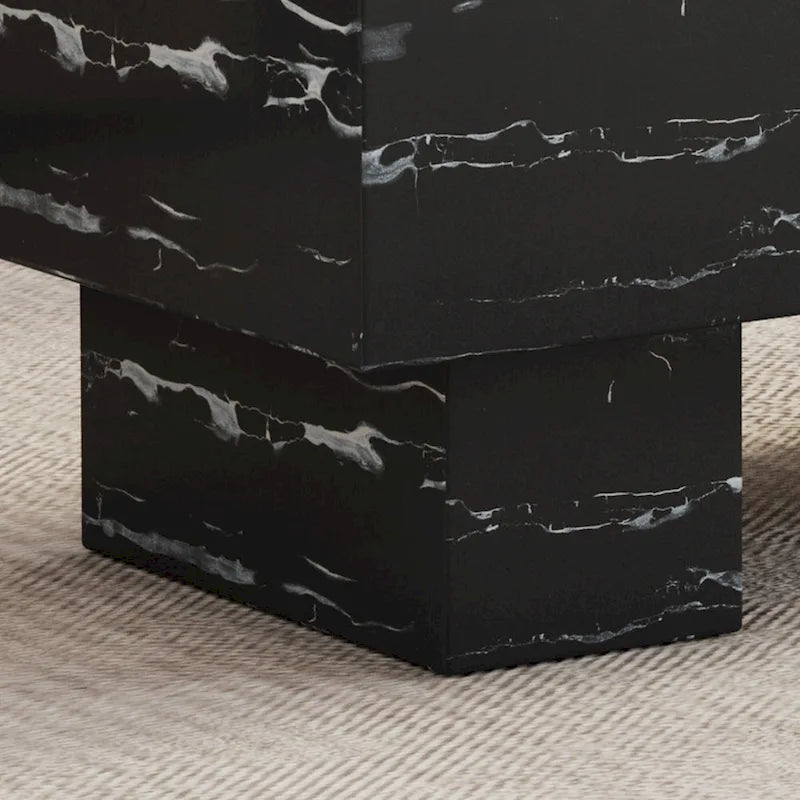 Table basse rectangulaire effet marbre noir, style moderne, pour 2 à 4 personnes