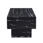 Table basse rectangulaire effet marbre noir, style moderne, pour 2 à 4 personnes