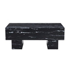 Table basse rectangulaire effet marbre noir, style moderne, pour 2 à 4 personnes
