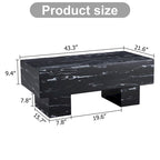 Table basse rectangulaire effet marbre noir, style moderne, pour 2 à 4 personnes
