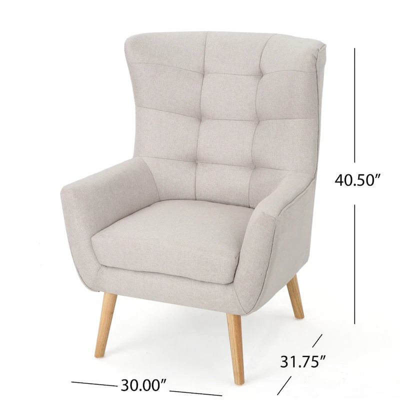 Fauteuil à dossier haut et oreilles, capitonné, une place — Gris / Bleu sarcelle / Blé