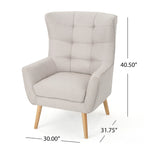 Fauteuil à dossier haut et oreilles, capitonné, une place — Gris / Bleu sarcelle / Blé