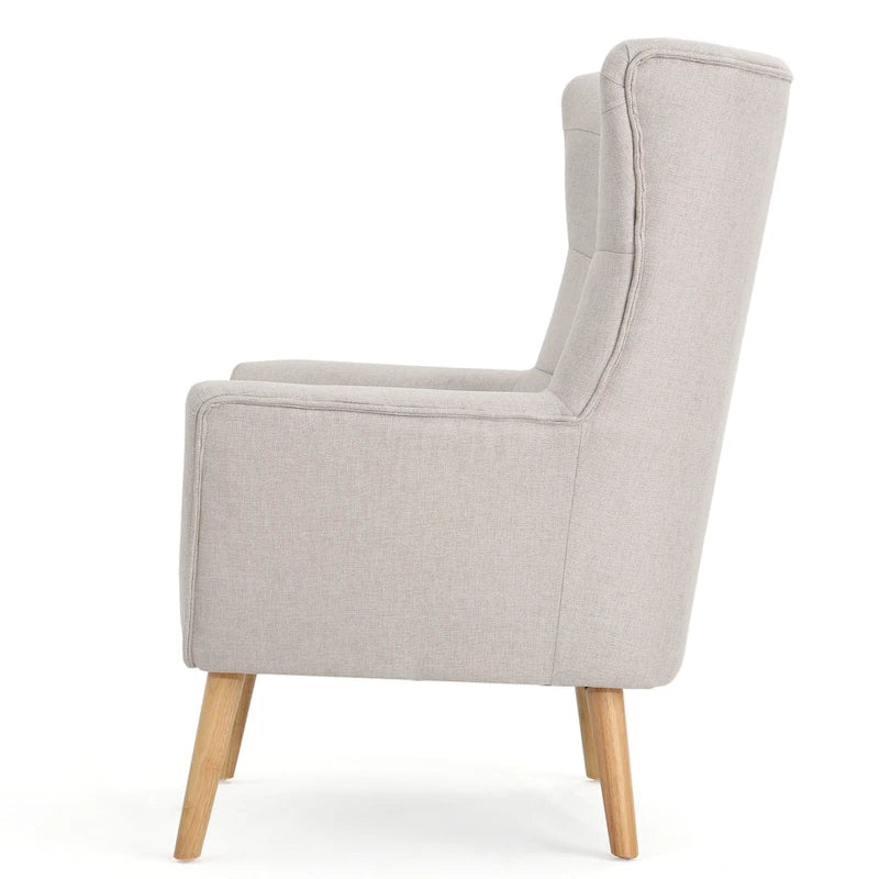 Fauteuil à dossier haut et oreilles, capitonné, une place — Gris / Bleu sarcelle / Blé