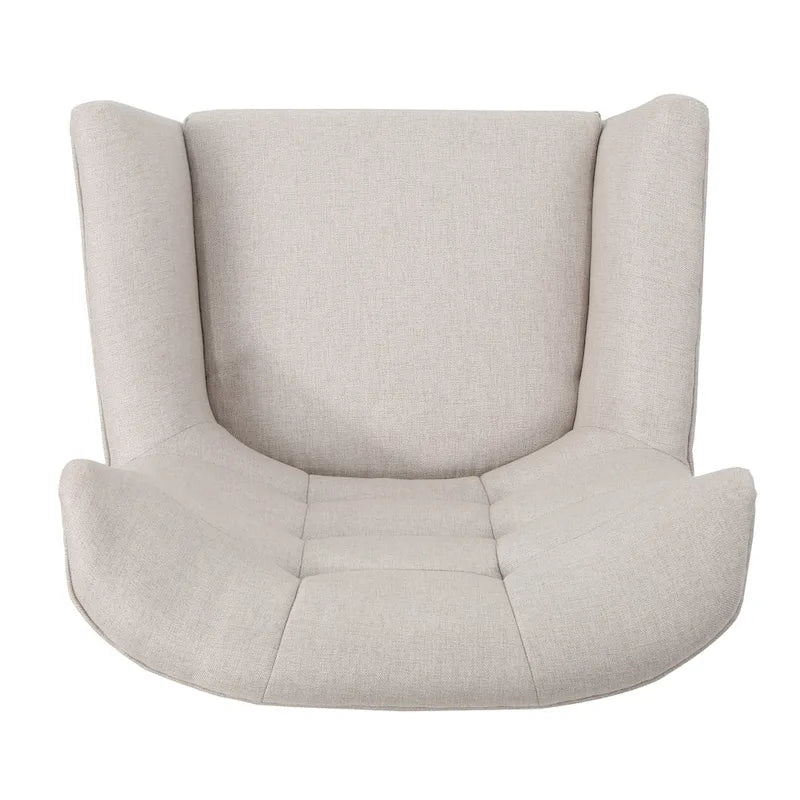 Fauteuil à dossier haut et oreilles, capitonné, une place — Gris / Bleu sarcelle / Blé