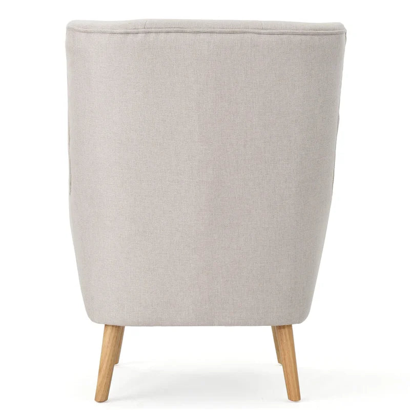 Fauteuil à dossier haut et oreilles, capitonné, une place — Gris / Bleu sarcelle / Blé