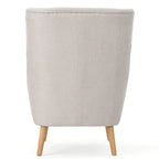 Fauteuil à dossier haut et oreilles, capitonné, une place — Gris / Bleu sarcelle / Blé