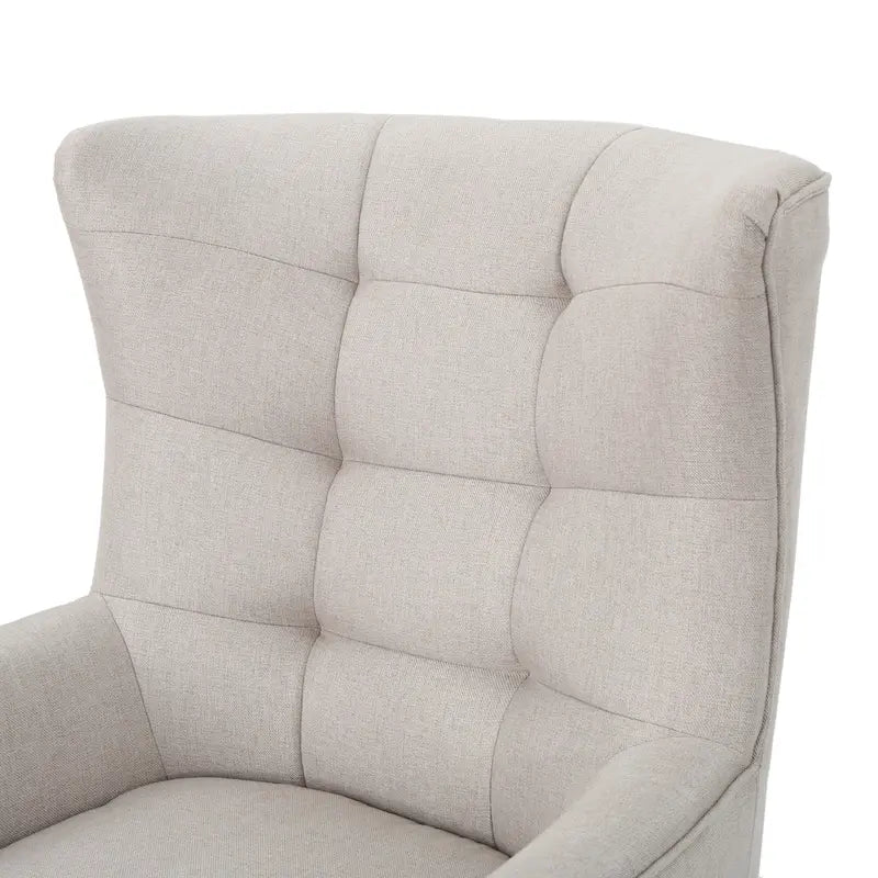 Fauteuil à dossier haut et oreilles, capitonné, une place — Gris / Bleu sarcelle / Blé