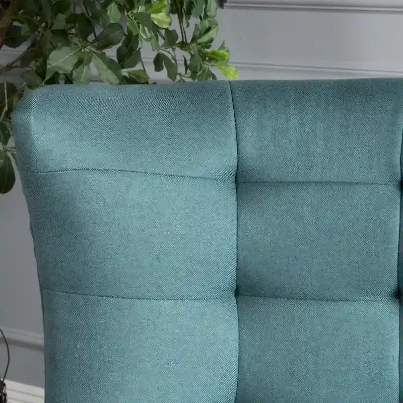 Fauteuil à dossier haut et oreilles, capitonné, une place — Gris / Bleu sarcelle / Blé