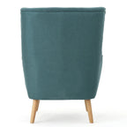 Fauteuil à dossier haut et oreilles, capitonné, une place — Gris / Bleu sarcelle / Blé