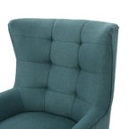 Fauteuil à dossier haut et oreilles, capitonné, une place — Gris / Bleu sarcelle / Blé