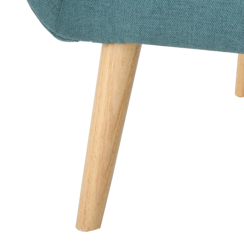 Fauteuil à dossier haut et oreilles, capitonné, une place — Gris / Bleu sarcelle / Blé