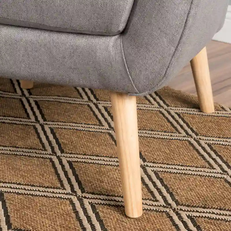 Fauteuil à dossier haut et oreilles, capitonné, une place — Gris / Bleu sarcelle / Blé