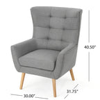 Fauteuil à dossier haut et oreilles, capitonné, une place — Gris / Bleu sarcelle / Blé