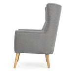 Fauteuil à dossier haut et oreilles, capitonné, une place — Gris / Bleu sarcelle / Blé