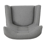 Fauteuil à dossier haut et oreilles, capitonné, une place — Gris / Bleu sarcelle / Blé