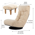Fauteuil inclinable sans accoudoirs pivotant à 360° en tissu bouclette beige avec repose-pieds – 1 place