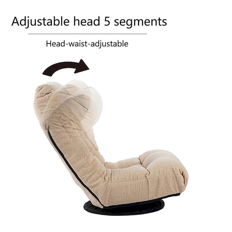 Fauteuil inclinable sans accoudoirs pivotant à 360° en tissu bouclette beige avec repose-pieds – 1 place
