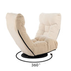 Fauteuil inclinable sans accoudoirs pivotant à 360° en tissu bouclette beige avec repose-pieds – 1 place