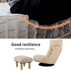 Fauteuil inclinable sans accoudoirs pivotant à 360° en tissu bouclette beige avec repose-pieds – 1 place