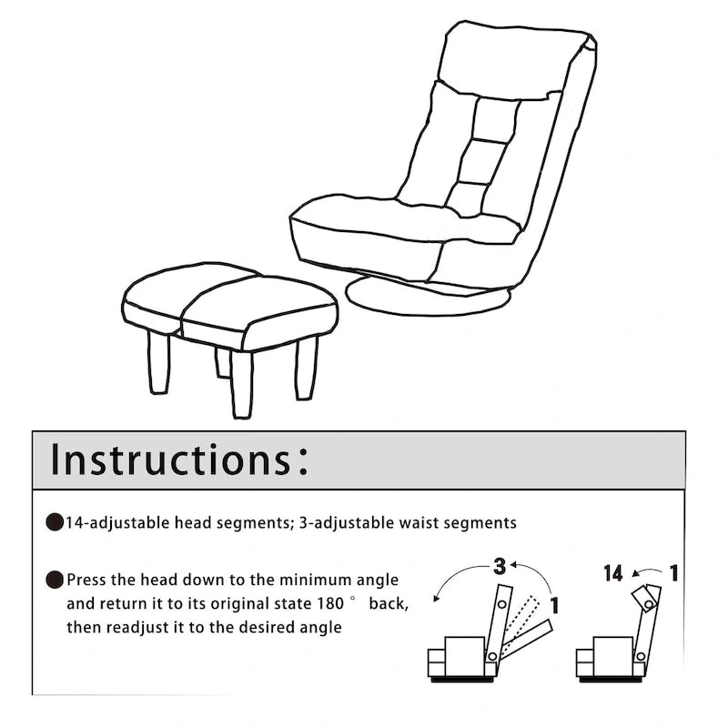 Fauteuil inclinable sans accoudoirs pivotant à 360° en tissu bouclette beige avec repose-pieds – 1 place