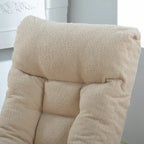 Fauteuil inclinable sans accoudoirs pivotant à 360° en tissu bouclette beige avec repose-pieds – 1 place