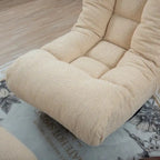 Fauteuil inclinable sans accoudoirs pivotant à 360° en tissu bouclette beige avec repose-pieds – 1 place