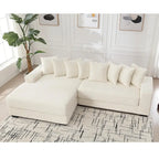 Canapé d'angle en velours côtelé avec méridienne à gauche, 3 places – Noir / Gris / Beige / Vert