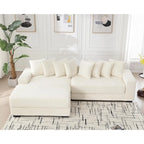 Canapé d'angle en velours côtelé avec méridienne à gauche, 3 places – Noir / Gris / Beige / Vert